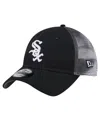 New Era Men's Black Chicago White Sox Team Slick Trucker 9twenty Adjustable Hat In Black