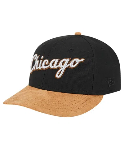 New Era Men's Black Chicago White Sox Team Suede Visor Low Profile 59fifty Fitted Hat