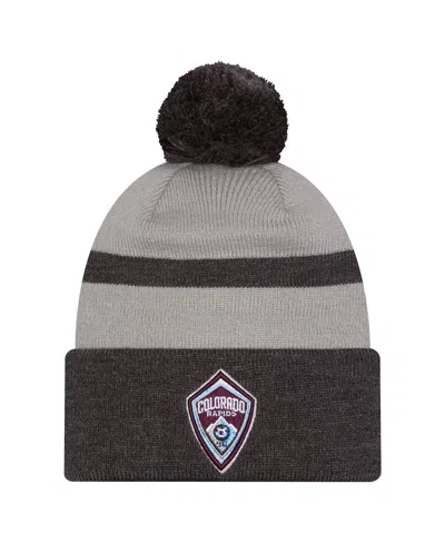 New Era Men's Black Colorado Rapids 2025 Kickoff Cuffed Pom With Knit Hat In Gray
