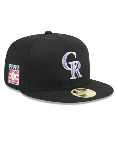 New Era Men's Black Colorado Rockies Baseball Hall Of Fame 59fifty Fitted Hat