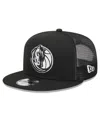 New Era Men's Black Dallas Mavericks Evergreen 9fifty Trucker Snapback Hat In Black