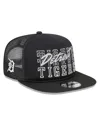 New Era Men's Black Detroit Tigers Street Team A-frame Trucker 9fifty Snapback Hat In Black