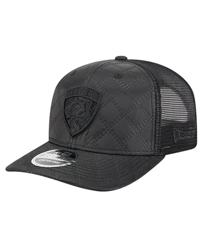 New Era Men's Black Florida Panthers Quilted Nylon 9seventy Adjustable Trucker Hat