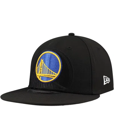 New Era Men's Black Golden State Warriors Blackout Shadow Logo 59fifty Fitted Hat