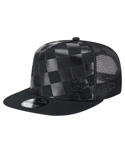 New Era Men's Black Houston Astros Score Check A-frame Trucker 9fifty Snapback Hat