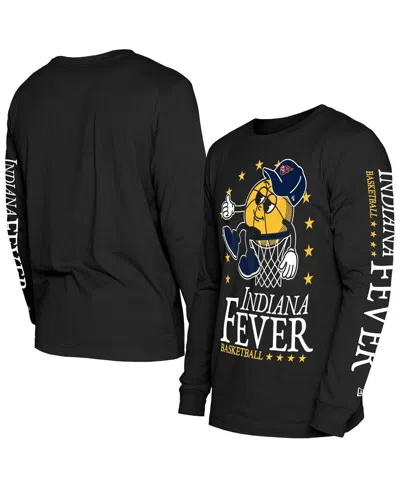 New Era Men's Black Indiana Fever Old School Sport Long Sleeve T-shirt