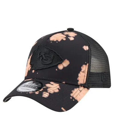 New Era Men's Black Kansas City Chiefs Bleached 9forty A-frame Adjustable Hat