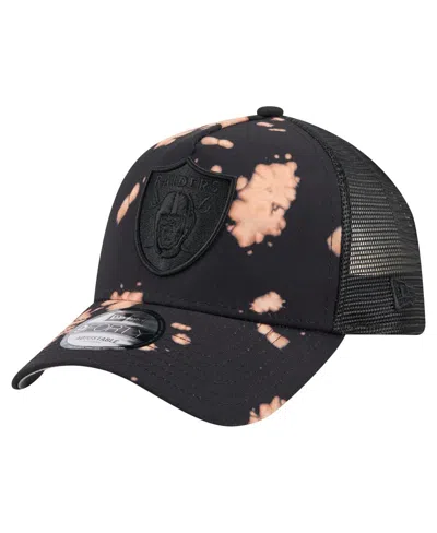 New Era Men's Black Las Vegas Raiders Bleached 9forty A-frame Adjustable Hat