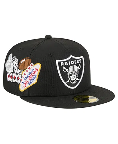 New Era Men's Black Las Vegas Raiders Group Chat 59fifty Fitted Hat