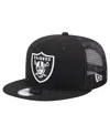 New Era Men's Black Las Vegas Raiders Main Trucker 9fifty Snapback Hat In Black