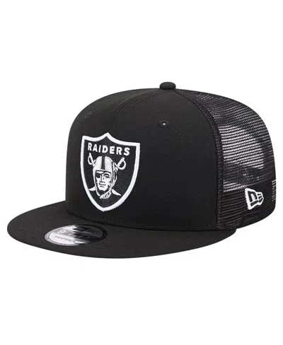 New Era Men's Black Las Vegas Raiders Main Trucker 9fifty Snapback Hat
