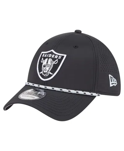 New Era Men's Black Las Vegas Raiders Perforated 39thirty Flex Hat In Gray