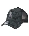 New Era Men's Black Los Angeles Angels 9forty A-frame Trucker Adjustable Hat In Black