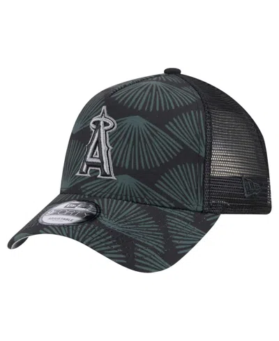 New Era Men's Black Los Angeles Angels 9forty A-frame Trucker Adjustable Hat