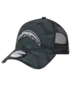 New Era Men's Black Los Angeles Chargers Agave Trucker 9forty Adjustable Hat In Black