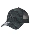 New Era Men's Black Los Angeles Dodgers 9forty A-frame Trucker Adjustable Hat In Black