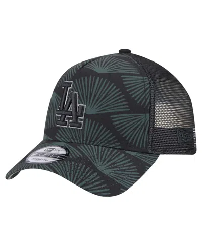 New Era Men's Black Los Angeles Dodgers 9forty A-frame Trucker Adjustable Hat