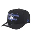 New Era Men's Black Los Angeles Dodgers Chainstitch 9fifty A-frame Snapback Hat In Black