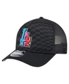 New Era Men's Black Los Angeles Dodgers Gradient 9forty A-frame M-crown Trucker Adjustable Hat In Black