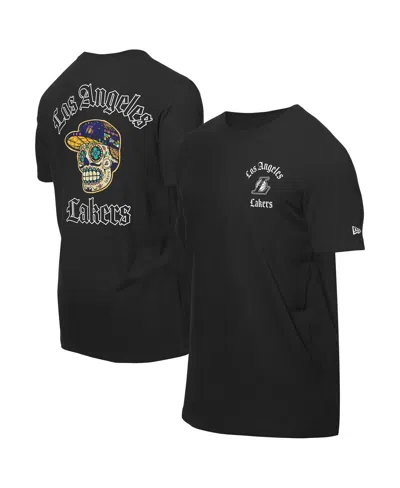 New Era Men's Black Los Angeles Lakers Sugar Skulls T-shirt