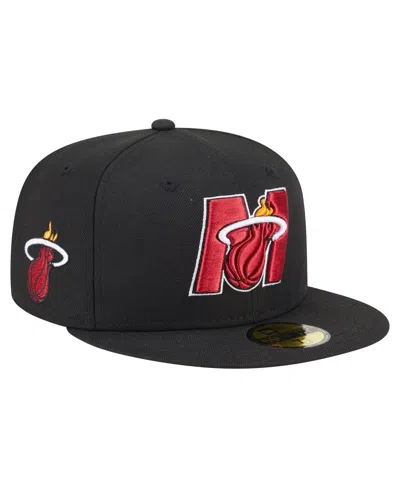 New Era Men's Black Miami Heat Deceptor 59fifty Fitted Hat