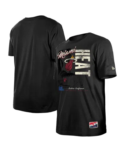 New Era Men's Black Miami Heat Distressed Throwback Vintage Color Pack T-shirt