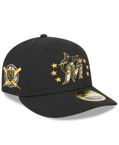New Era Men's Black Miami Marlins 2024 Armed Forces Day Low Profile 59fifty Fitted Hat