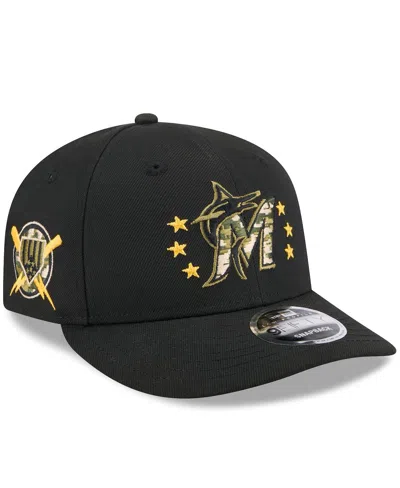 New Era Men's Black Miami Marlins 2024 Armed Forces Day Low Profile 9fifty Snapback Hat