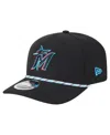 New Era Men's Black Miami Marlins Multi-rope 9seventy Stretch-snap Hat In Black