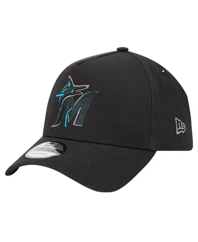 New Era Men's Black Miami Marlins Tonal Pop 9forty A-frame Adjustable Hat