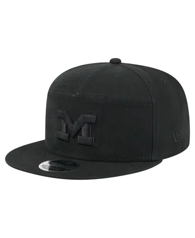 New Era Men's Black Michigan Wolverines Adventure Canvas Split Panel 9fifty Snapback Hat