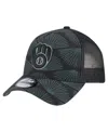 New Era Men's Black Milwaukee Brewers 9forty A-frame Trucker Adjustable Hat In Black