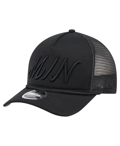 New Era Men's Black Minnesota Twins City Initial 9forty A-frame M-crown Adjustable Trucker Hat
