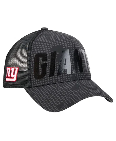 New Era Men's Black New York Giants Midnight Ink Tonal Text A-frame Trucker 9forty Adjustable Hat