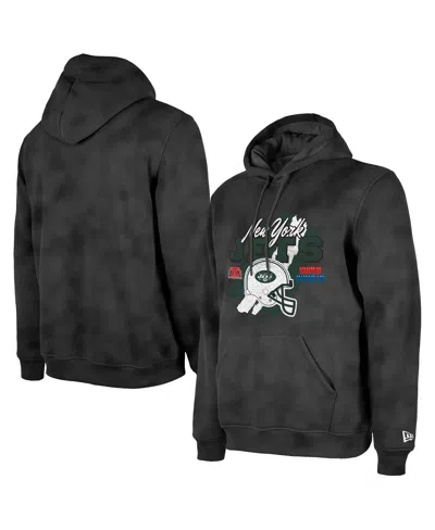 New Era Men's Black New York Jets Identity Helmet Enzyme Washed Pullover Hoodie