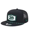 New Era Men's Black New York Jets Ripstop Patch 9fifty Split Panel Snapback Hat In Black