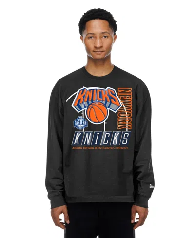 New Era Men's Black New York Knicks Leisure Collection Stretch Fleece Sweatshirt