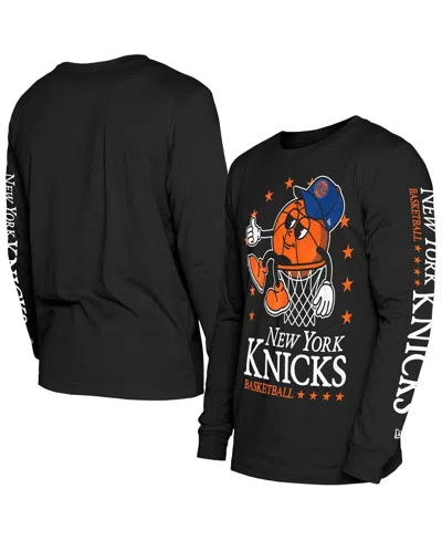 New Era Men's Black New York Knicks Old School Sport Long Sleeve T-shirt