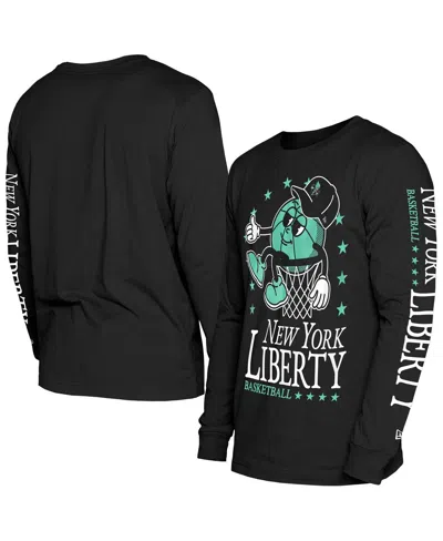 New Era Men's Black New York Liberty Old School Sport Long Sleeve T-shirt
