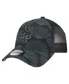 New Era Men's Black New York Mets 9forty A-frame Trucker Adjustable Hat In Black