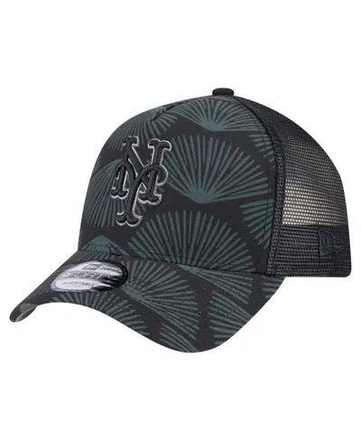 New Era Men's Black New York Mets 9forty A-frame Trucker Adjustable Hat
