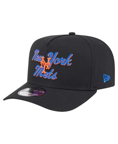 New Era Men's Black New York Mets Chainstitch 9fifty A-frame Snapback Hat