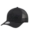 New Era Men's Black New York Mets City Initial 9forty A-frame M-crown Adjustable Trucker Hat