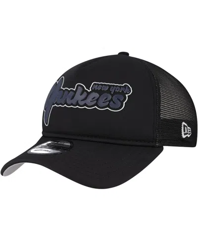 New Era Men's Black New York Yankees Retro Bold A-frame Trucker 9forty Adjustable Hat