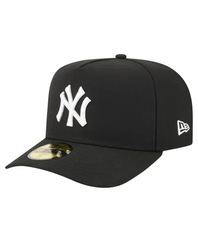 New Era Men's Black New York Yankees Script Safety Pin 59fifty A-frame Fitted Hat