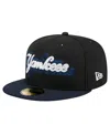 New Era Men's Black New York Yankees Shadow Stitch 59fifty Fitted Hat In Black