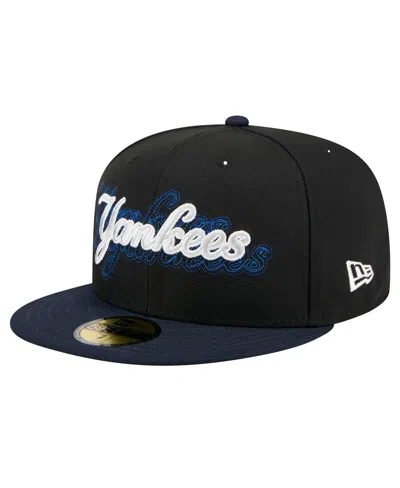 New Era Men's Black New York Yankees Shadow Stitch 59fifty Fitted Hat
