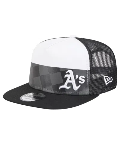 New Era Men's Black Oakland Athletics Checkmate Trucker 9fifty Snapback Hat