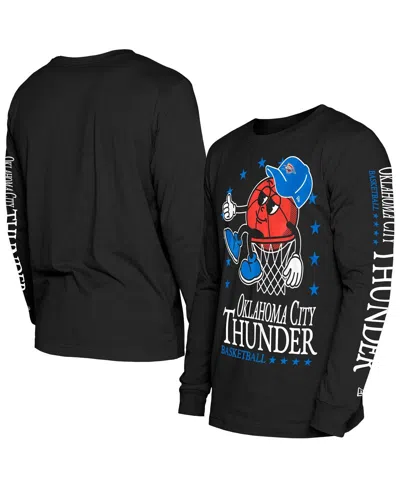 New Era Men's Black Oklahoma City Thunder Old School Sport Long Sleeve T-shirt In Blue