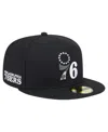 New Era Men's Black Philadelphia 76ers Camo Print Uv 59fifty Fitted Hat In Black,camo